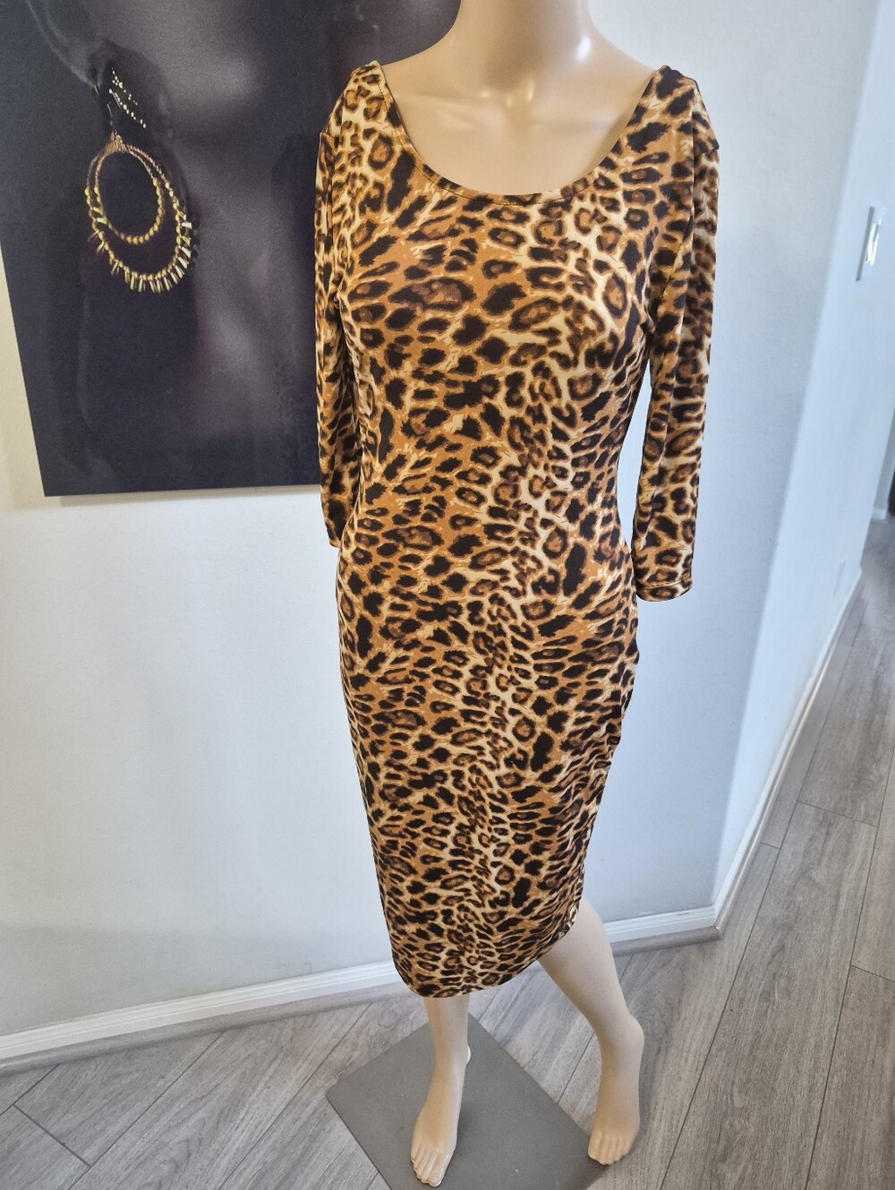 NWNT Women’s Leopard Print Scoop Neck Dress in Brown Size XL
